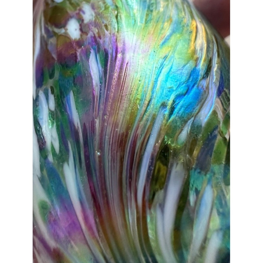 Vintage Perfume Bottle Art Glass Iridescent Swirl Hand Blown Murano Style